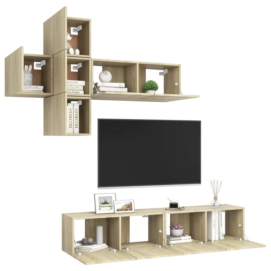 Ensemble de meuble TV 7 pcs Chêne sonoma Bois d'ingénierie - 3