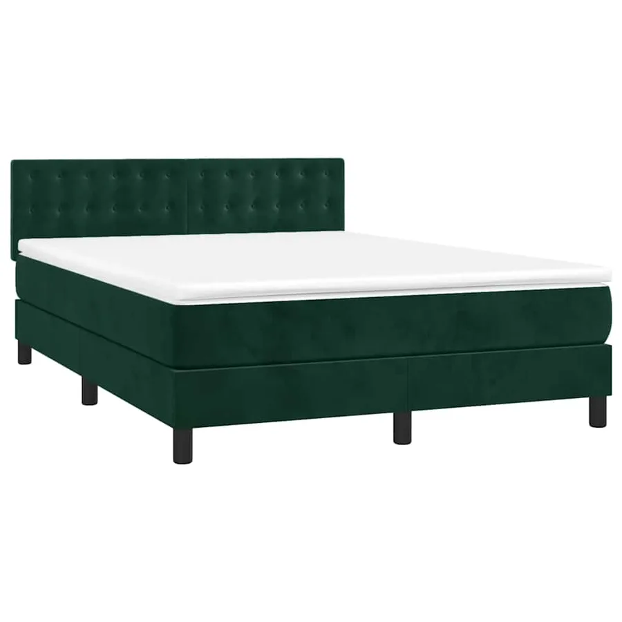 Sommier à lattes de lit matelas et LED Vert foncé 140x200 cm - 3