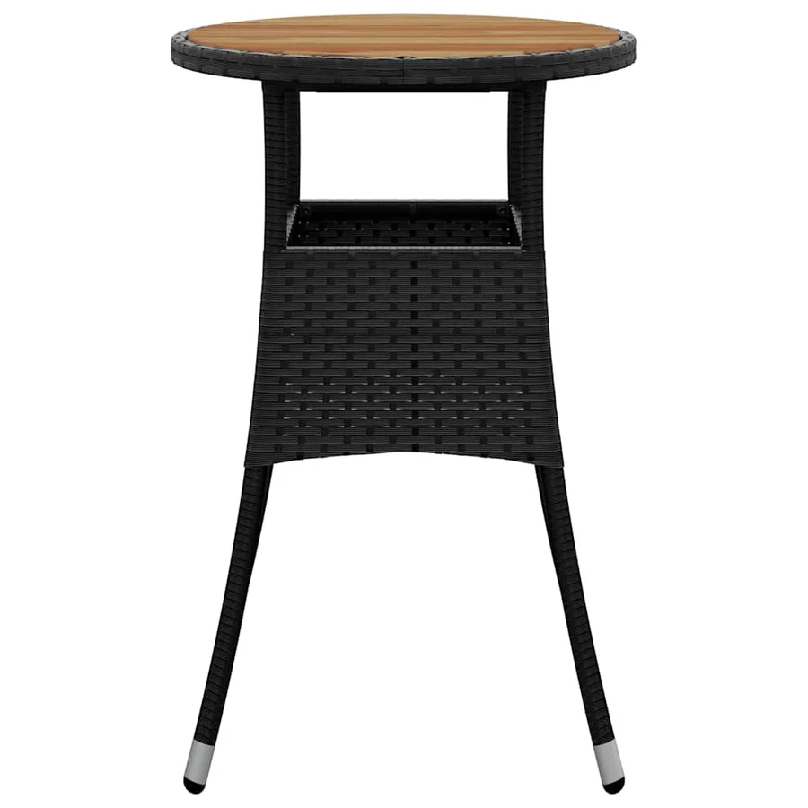 Table de jardin Ø60x75 cm Acacia et résine tressée Noir - 3