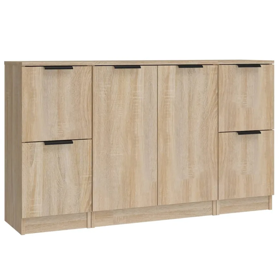 Buffets 3 pcs Chêne sonoma Bois d'ingénierie - 2