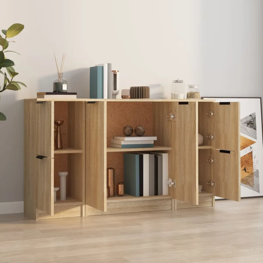 Buffets 3 pcs Chêne sonoma Bois d'ingénierie - 3