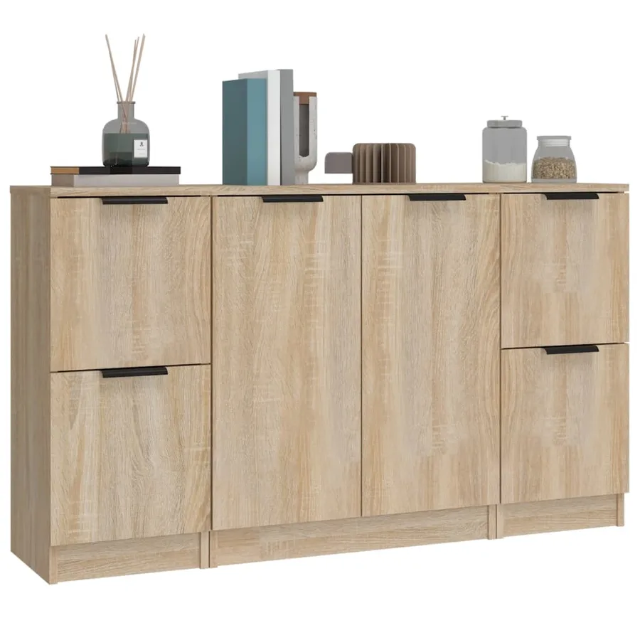 Buffets 3 pcs Chêne sonoma Bois d'ingénierie - 4