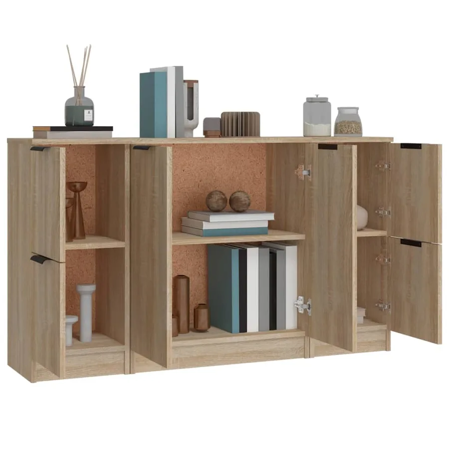 Buffets 3 pcs Chêne sonoma Bois d'ingénierie - 5