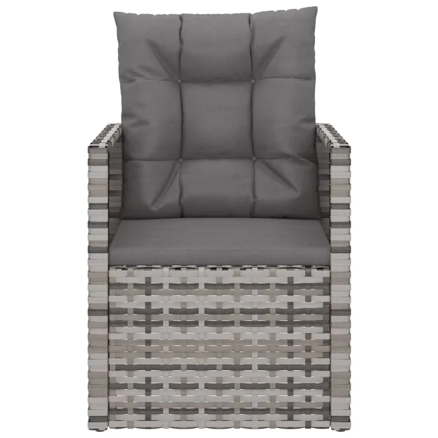 Fauteuil de jardin avec coussins Gris Résine tressée - 4