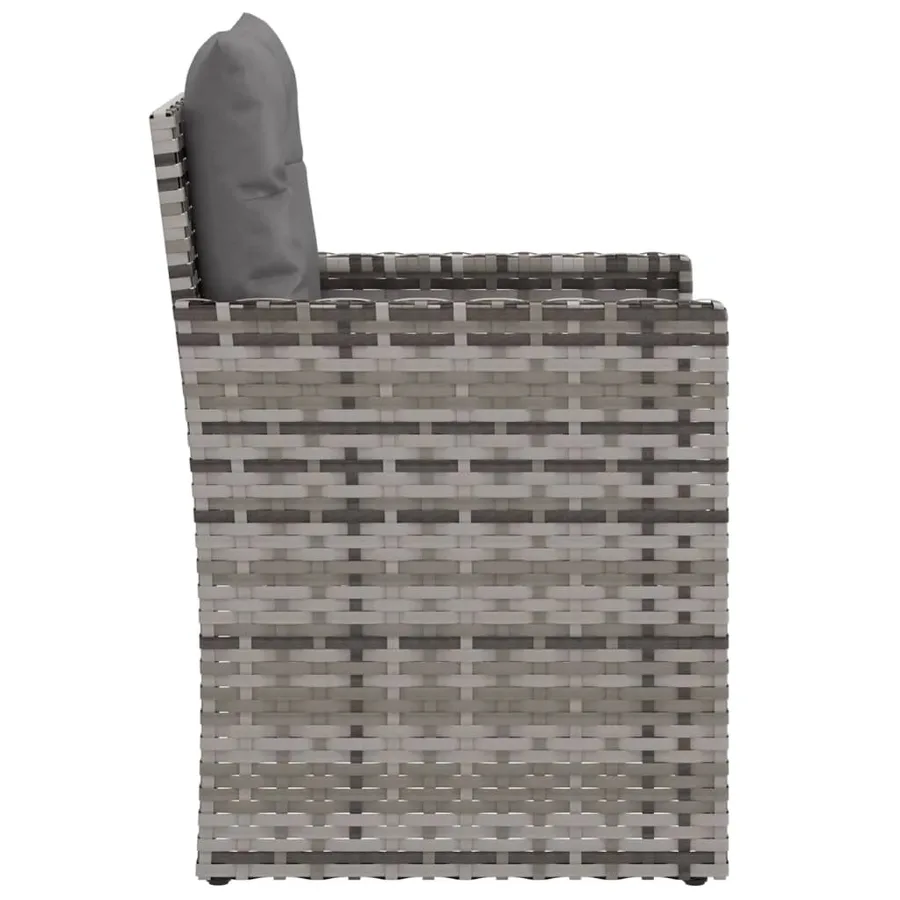 Fauteuil de jardin avec coussins Gris Résine tressée - 5