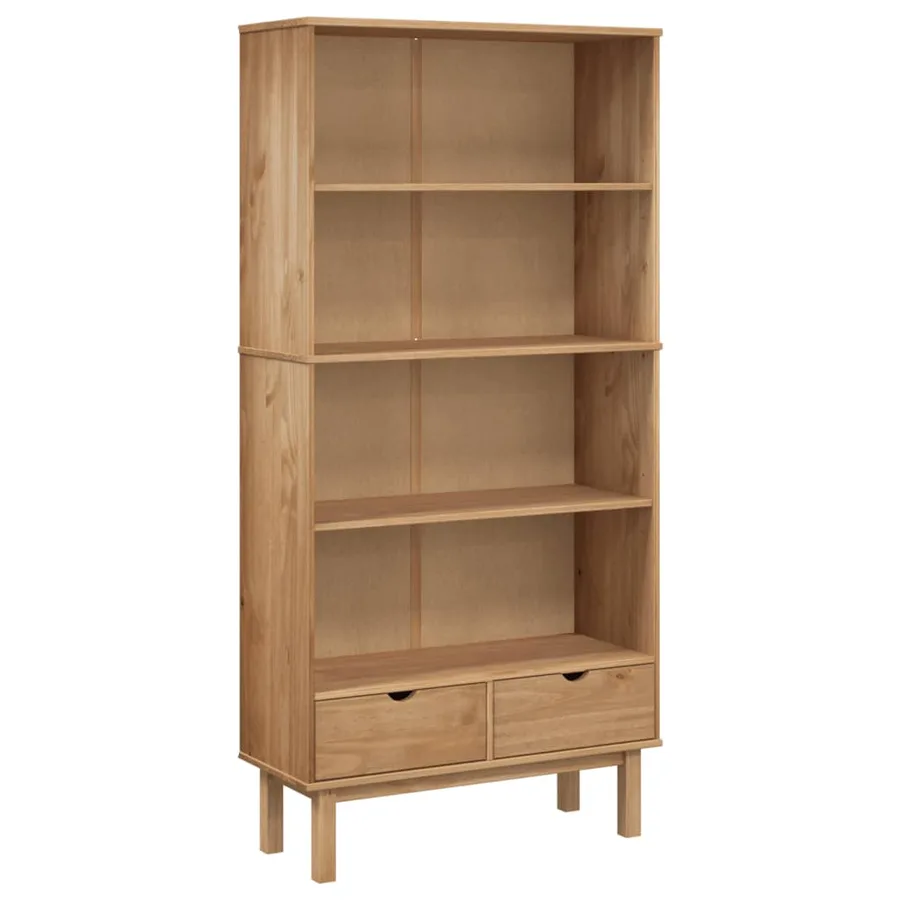 Bibliothèque OTTA avec 2 tiroirs Marron Bois massif pin - 2