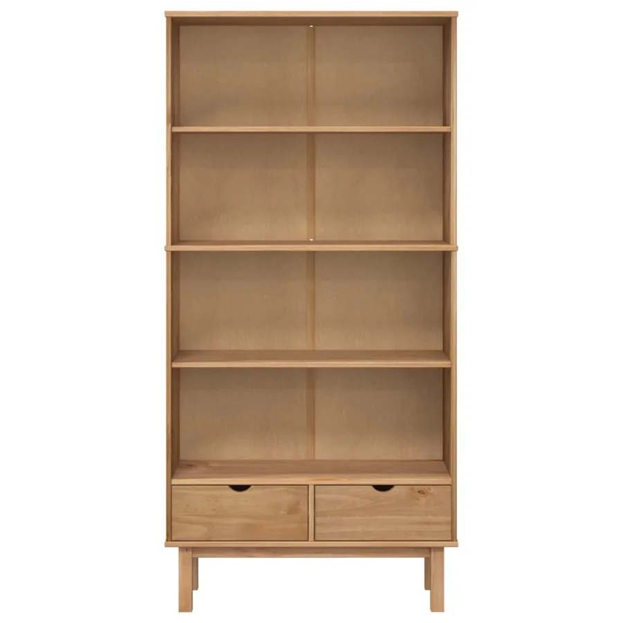 Bibliothèque OTTA avec 2 tiroirs Marron Bois massif pin - 3