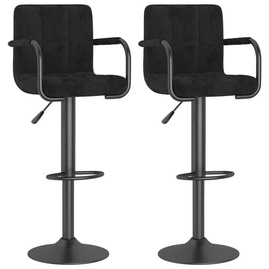 Tabourets de bar lot de 2 noir velours - 2