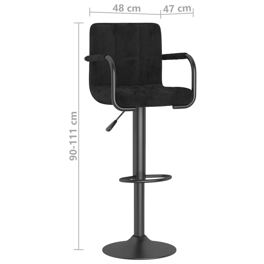 Tabourets de bar lot de 2 noir velours - 9