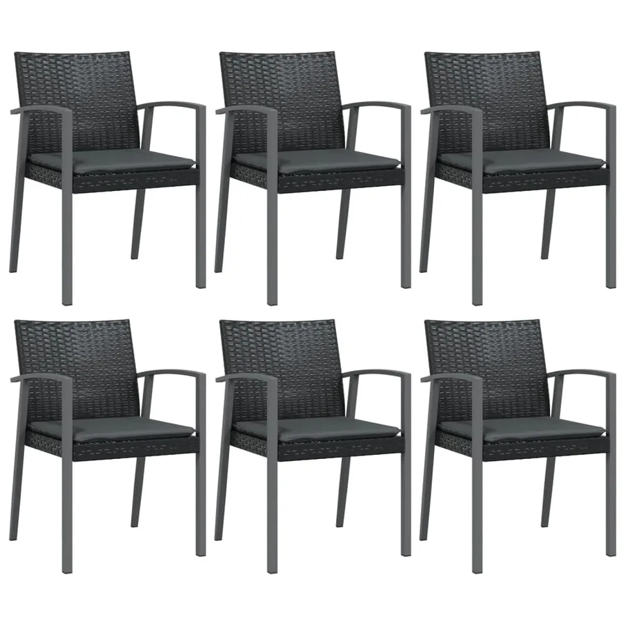 Ensemble à manger de jardin 7 pcs coussins résine tressée acier - 4