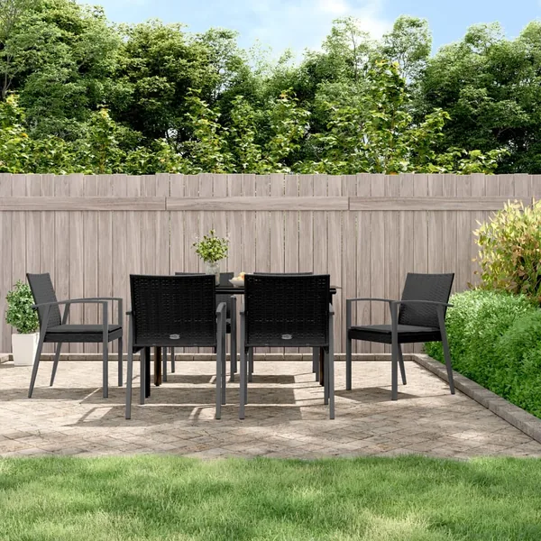 Ensemble à manger de jardin 7 pcs coussins résine tressée acier