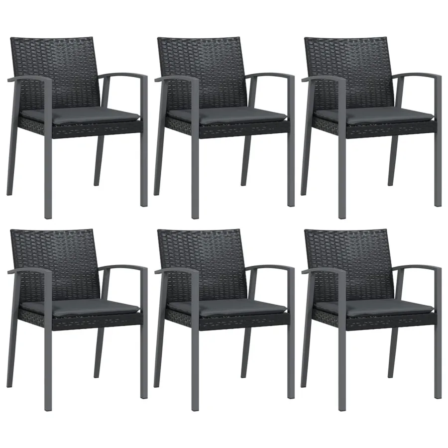 Ensemble à manger de jardin 7 pcs coussins résine tressée acier - 4
