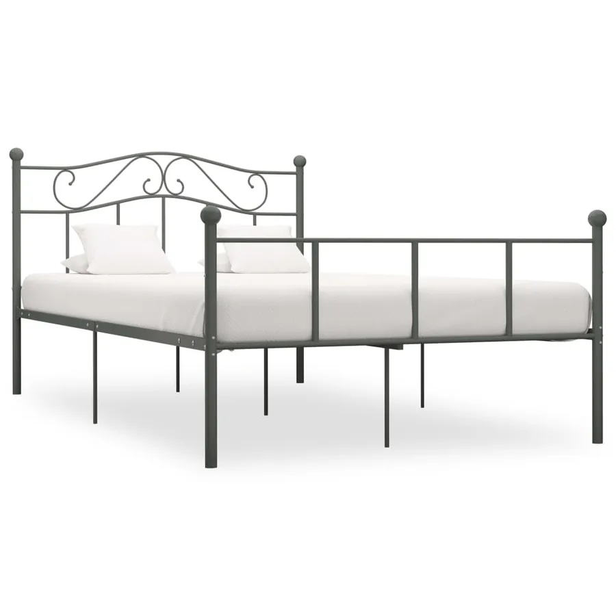 Cadre de lit sans matelas gris métal 160x200 cm
