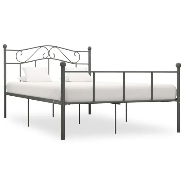 Cadre de lit sans matelas gris métal 160x200 cm