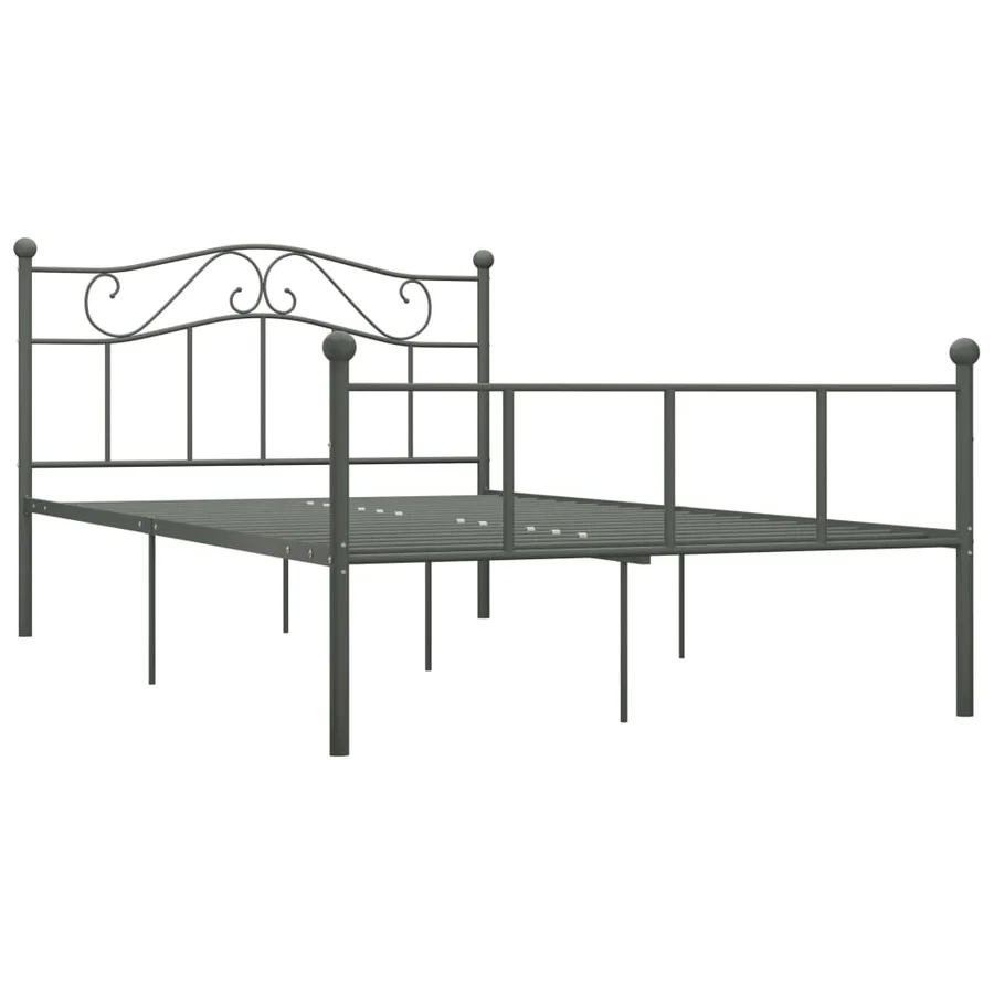 Cadre de lit sans matelas gris métal 160x200 cm - 2