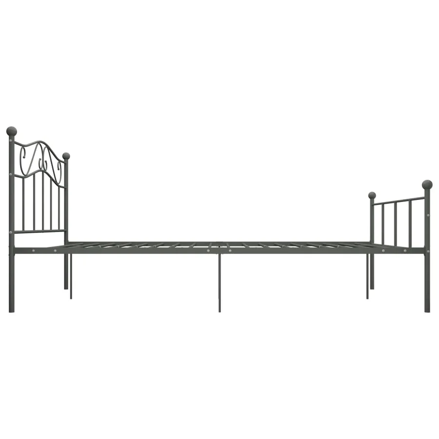 Cadre de lit sans matelas gris métal 160x200 cm - 4