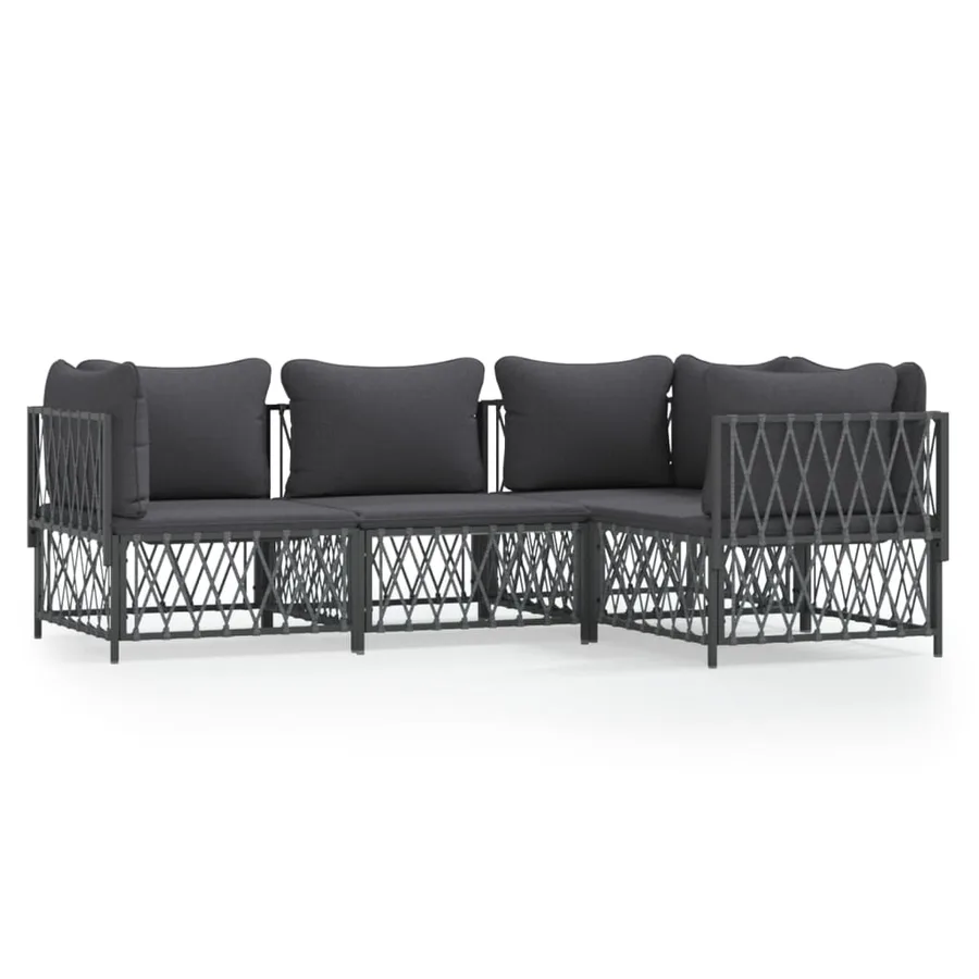 Salon de jardin avec coussins 4 pcs anthracite acier - 2