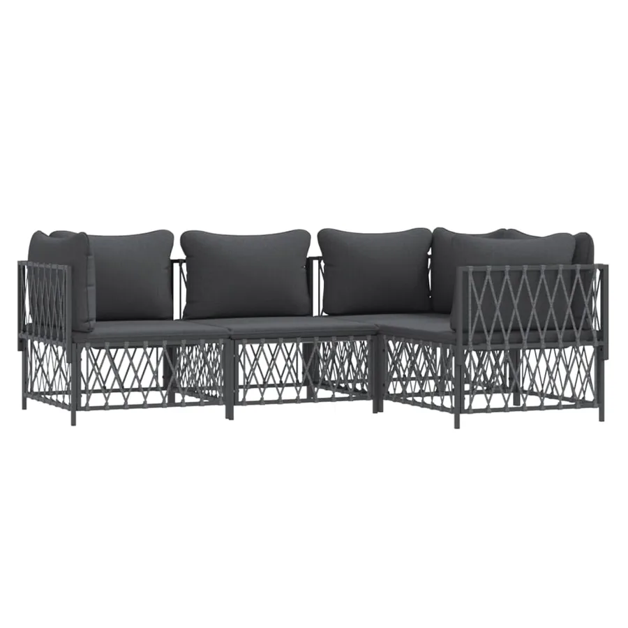 Salon de jardin avec coussins 4 pcs anthracite acier - 3
