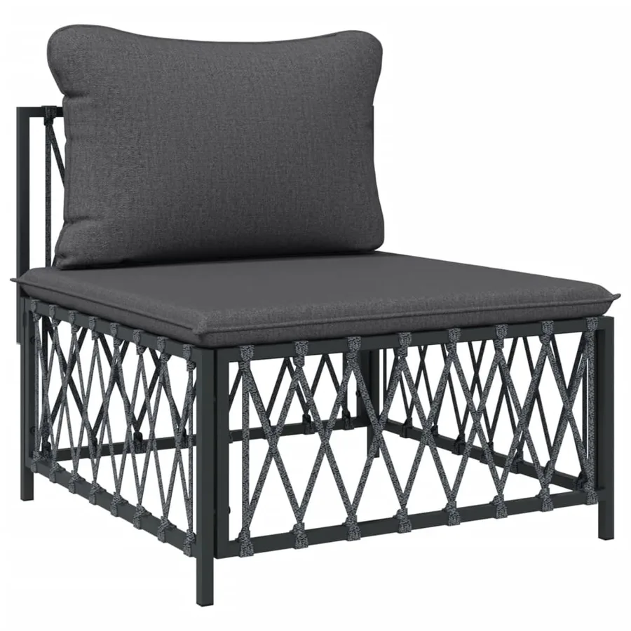Salon de jardin avec coussins 4 pcs anthracite acier - 5