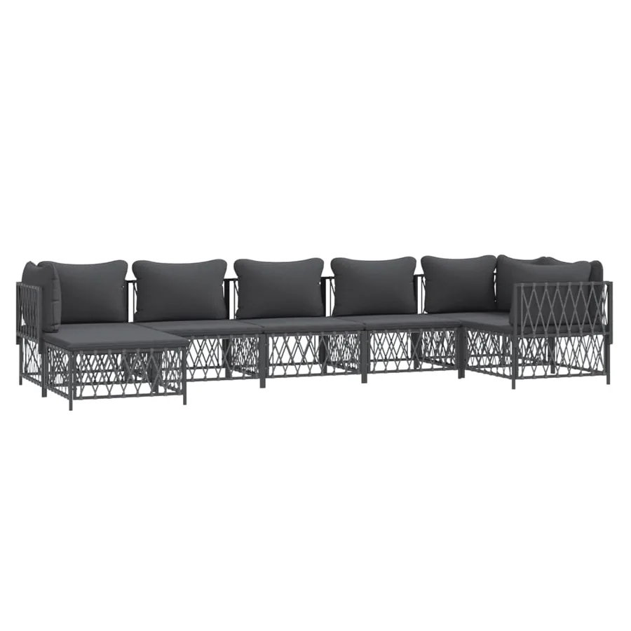 Salon de jardin 7 pcs avec coussins anthracite acier - 3