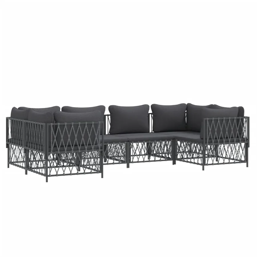 Salon de jardin avec coussins 6 pcs anthracite acier - 3