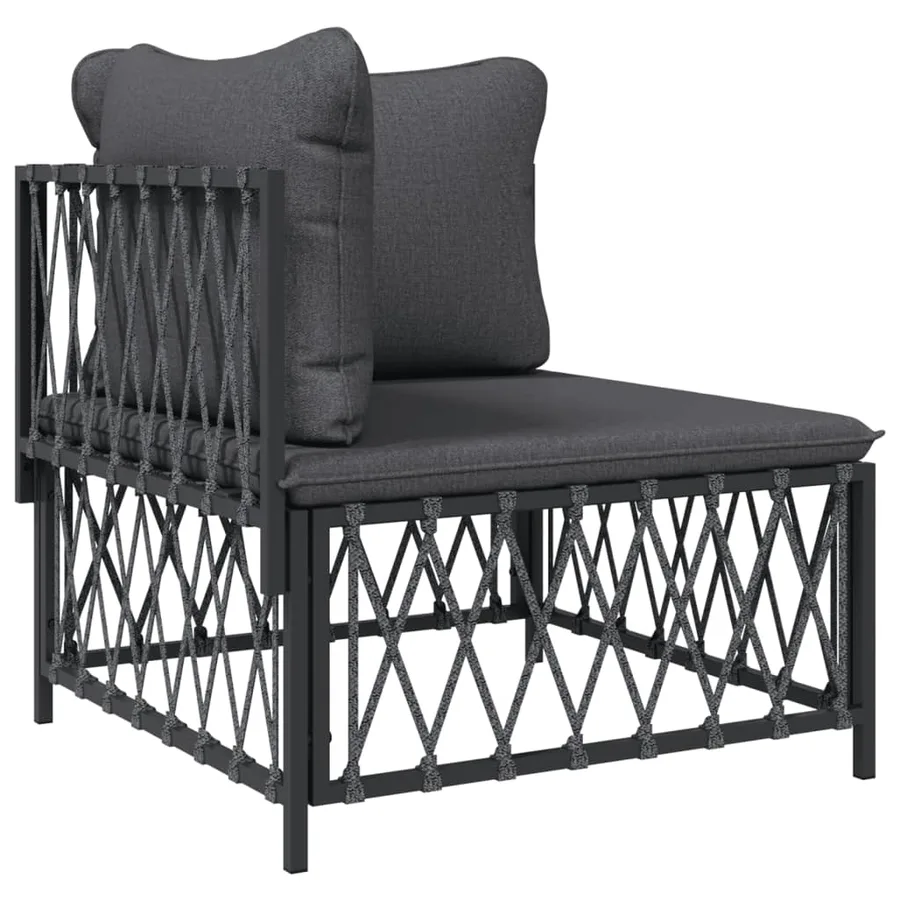 Salon de jardin avec coussins 6 pcs anthracite acier - 4