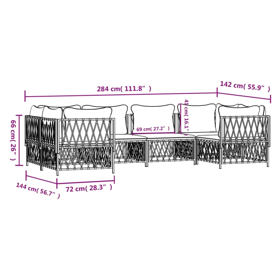 Salon de jardin avec coussins 6 pcs anthracite acier - 8