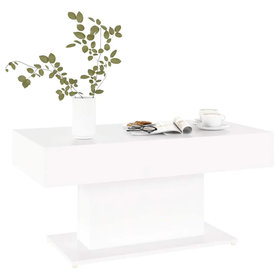 Table basse blanc 96x50x45 cm bois d'ingénierie - 3