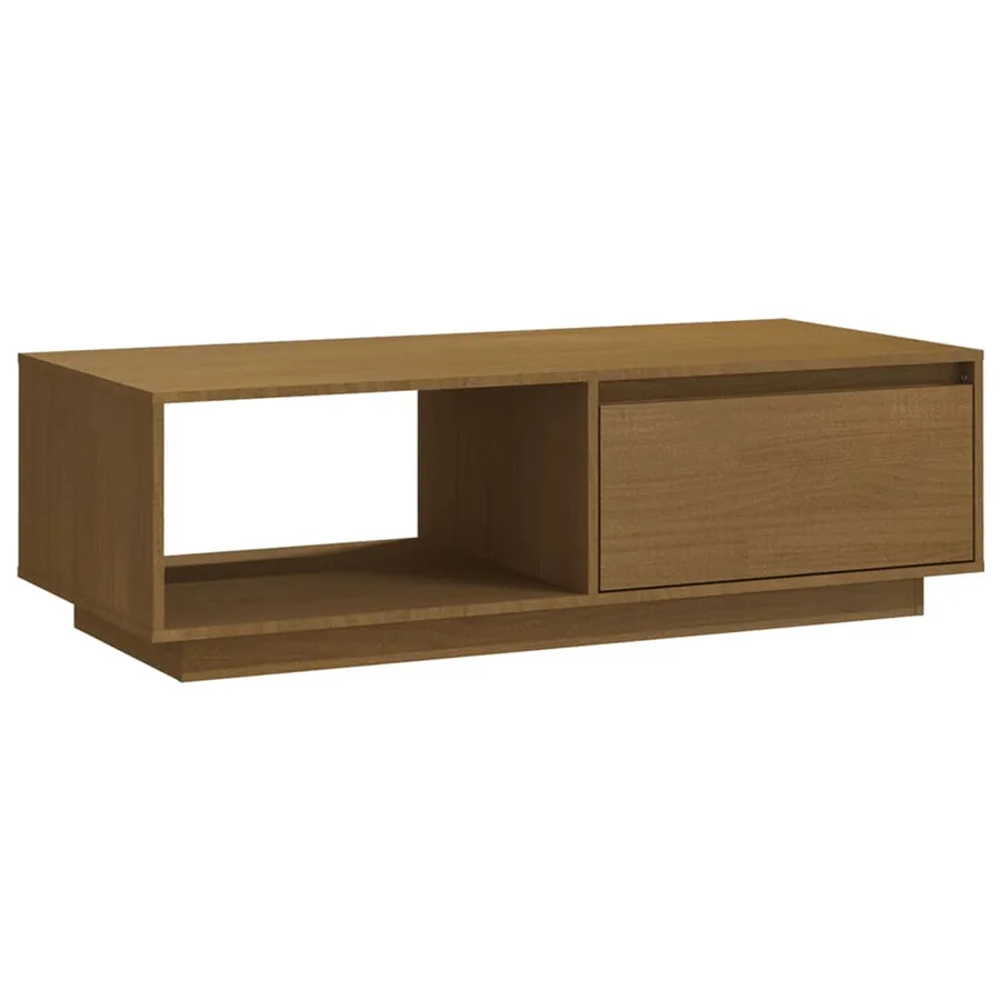 Table basse marron miel 110x50x33,5 cm bois de pin massif - 2