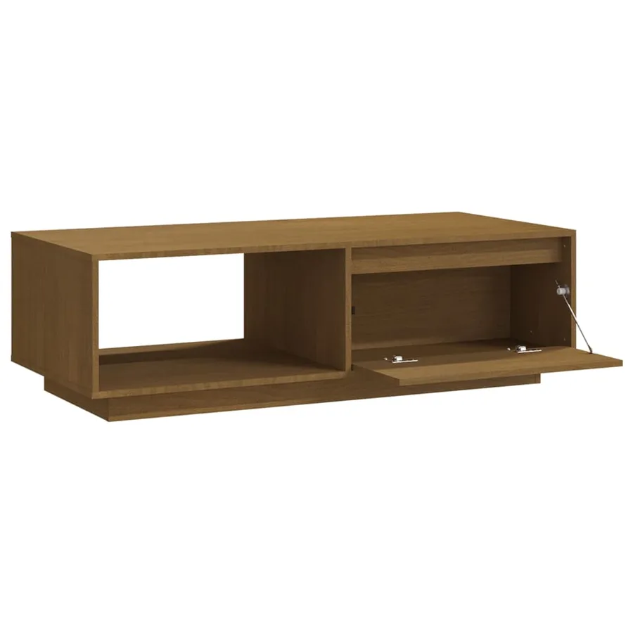 Table basse marron miel 110x50x33,5 cm bois de pin massif - 8