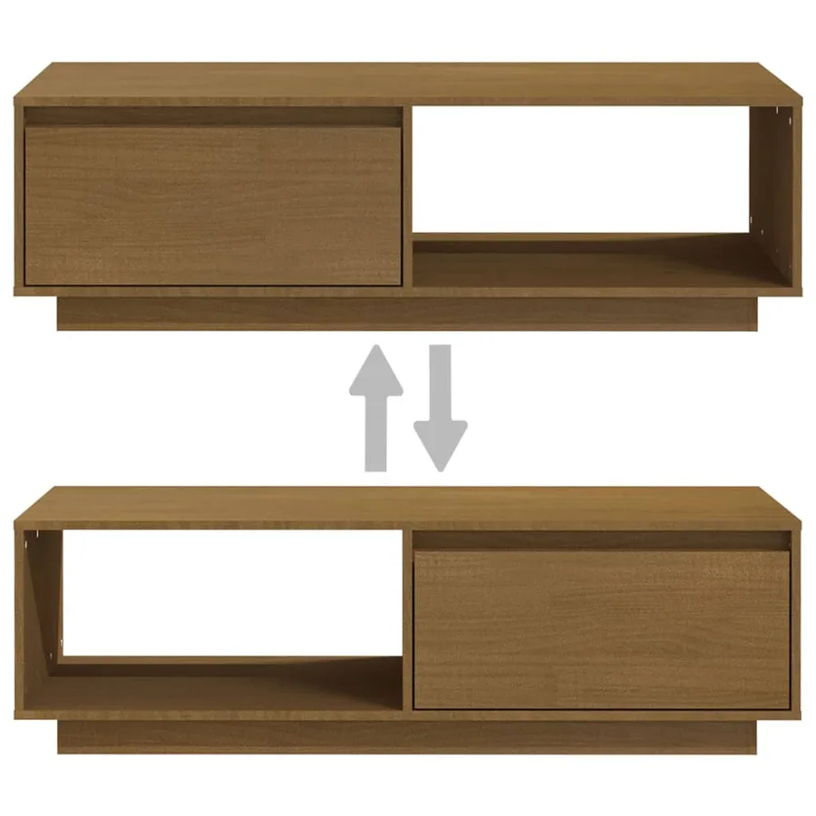 Table basse marron miel 110x50x33,5 cm bois de pin massif - 9