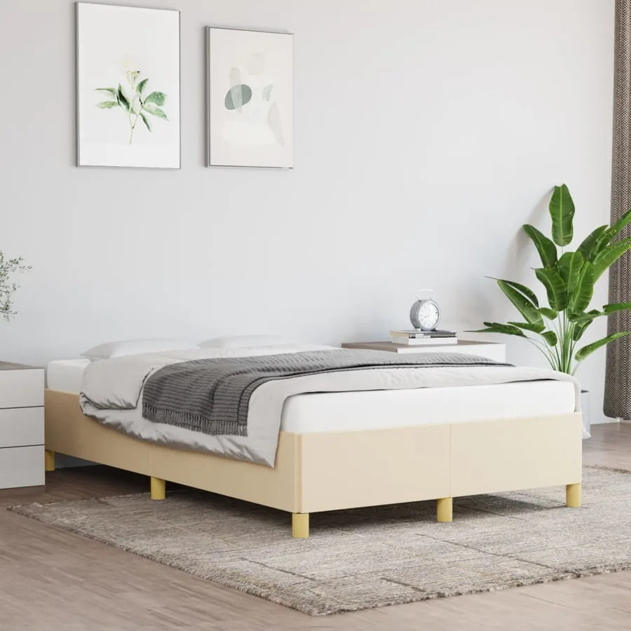 Cadre de lit sans matelas crème 120x200 cm tissu