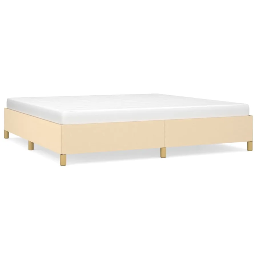 Cadre de lit sans matelas crème 200x200 cm tissu - 2
