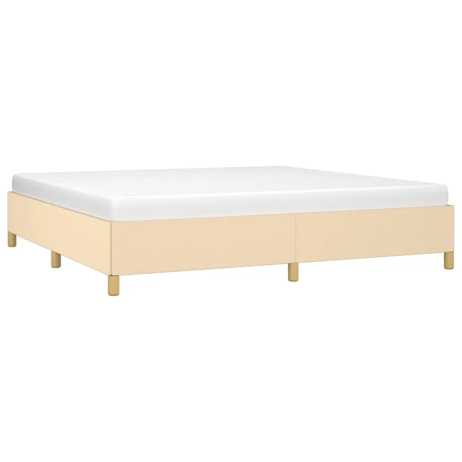 Cadre de lit sans matelas crème 200x200 cm tissu - 3