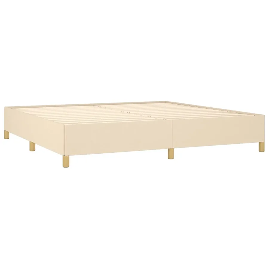 Cadre de lit sans matelas crème 200x200 cm tissu - 4