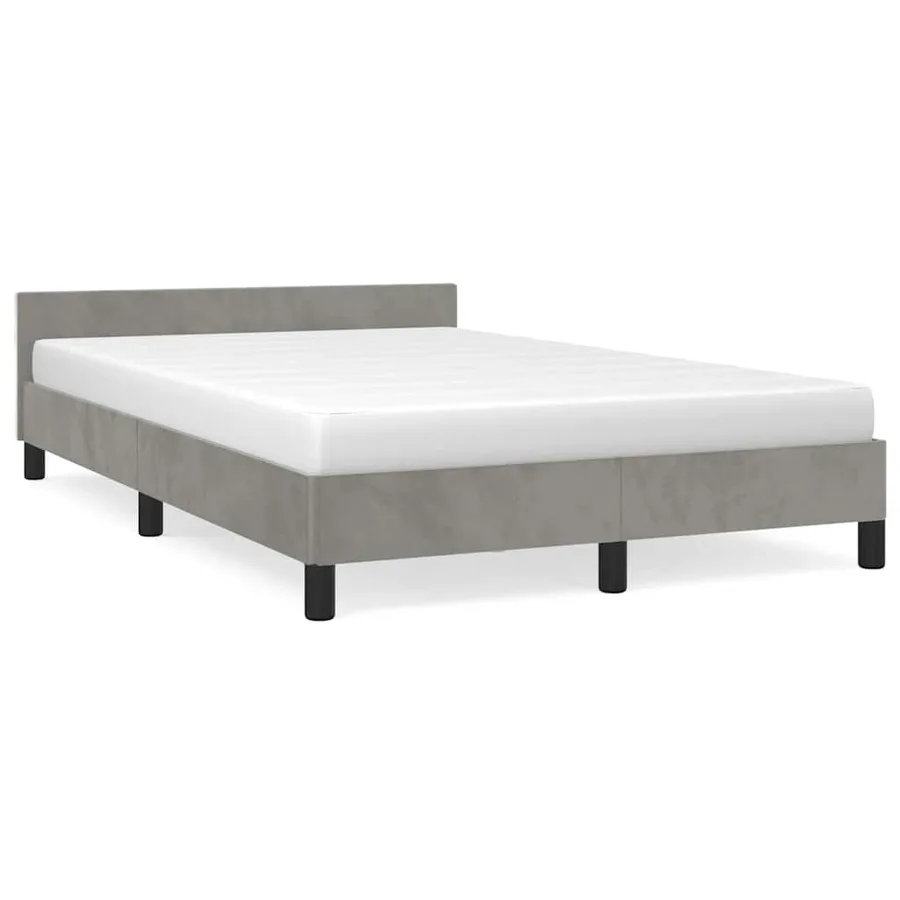 Cadre de lit sans matelas gris clair 120x200 cm velours - 2
