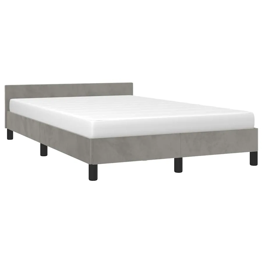 Cadre de lit sans matelas gris clair 120x200 cm velours - 3