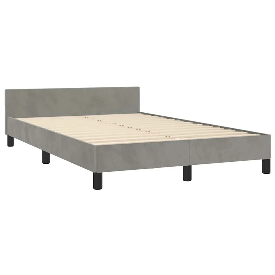 Cadre de lit sans matelas gris clair 120x200 cm velours - 4