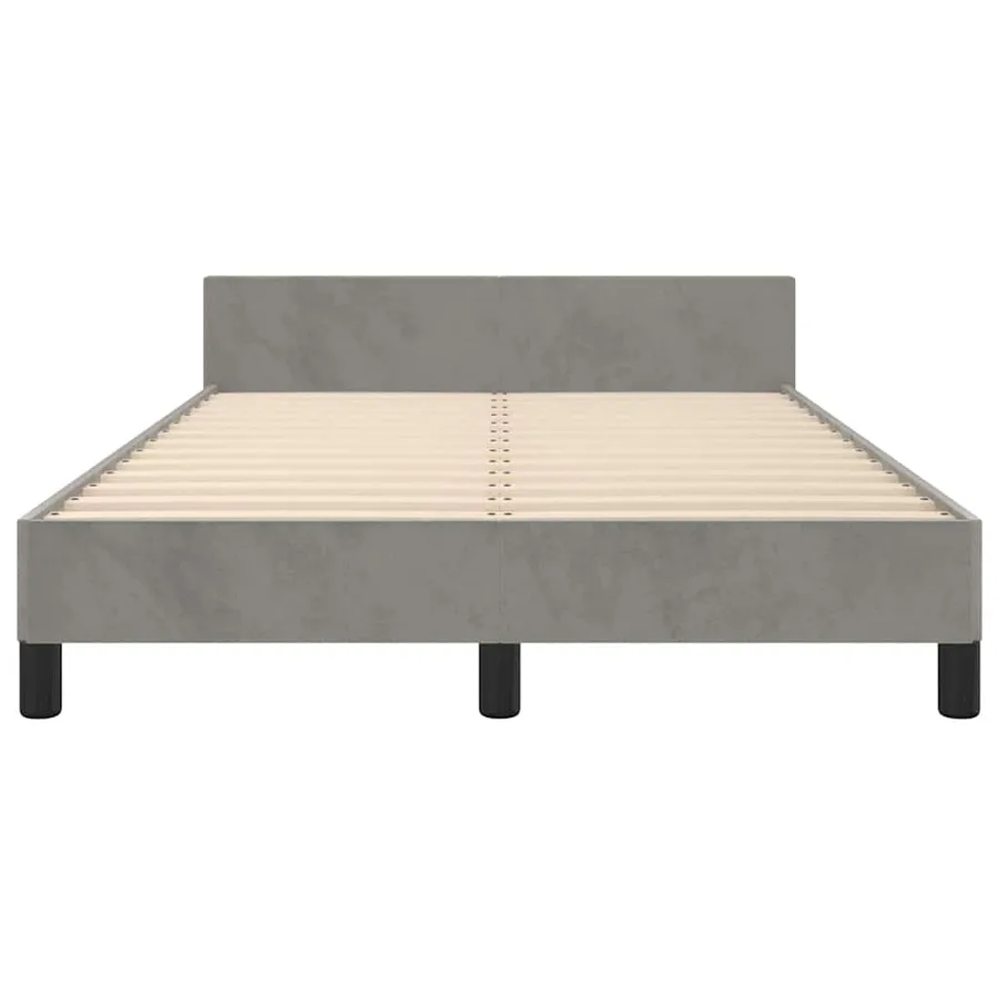 Cadre de lit sans matelas gris clair 120x200 cm velours - 5
