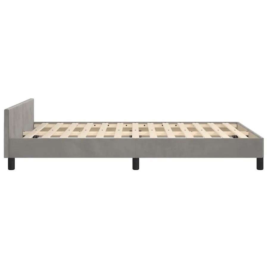 Cadre de lit sans matelas gris clair 120x200 cm velours - 6