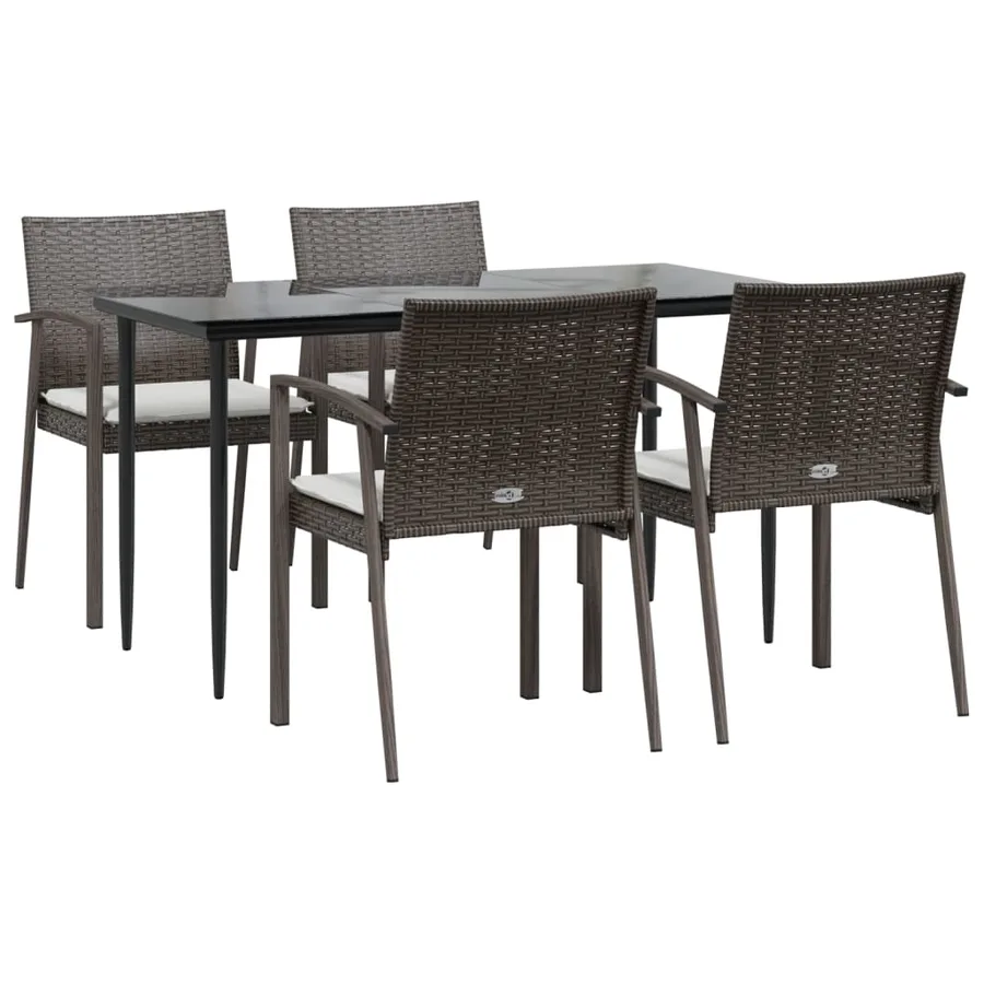 Ensemble à manger de jardin 5 pcs coussins résine tressée acier - 3