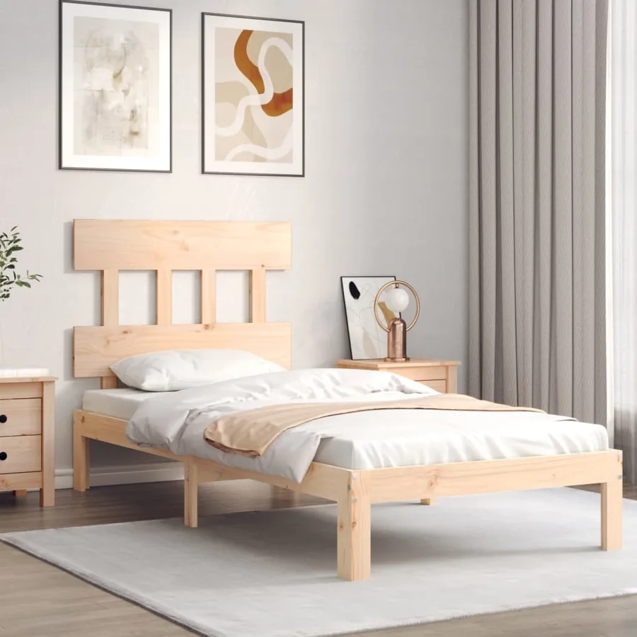 Cadre de lit sans matelas bois de pin massif - 3
