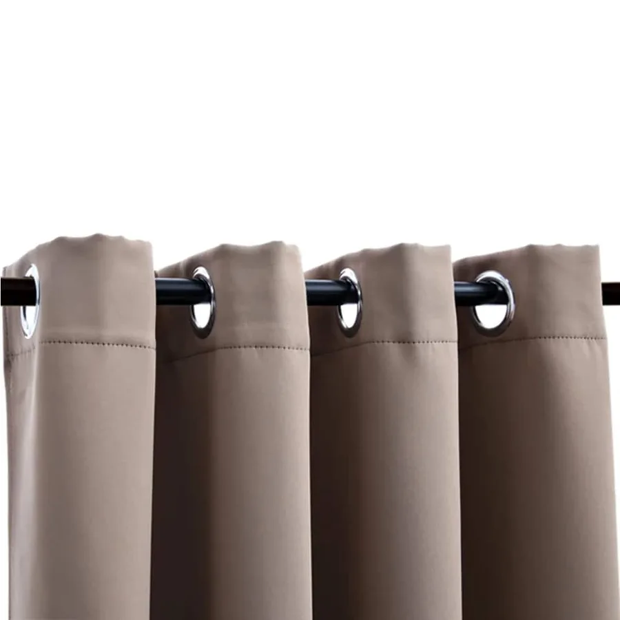 Rideaux occultants avec anneaux en métal 2 pcs Taupe 140x245 cm - 3