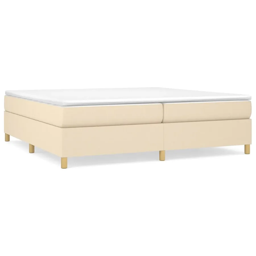Sommier à lattes de lit avec matelas Crème 200x200 cm Tissu - 2