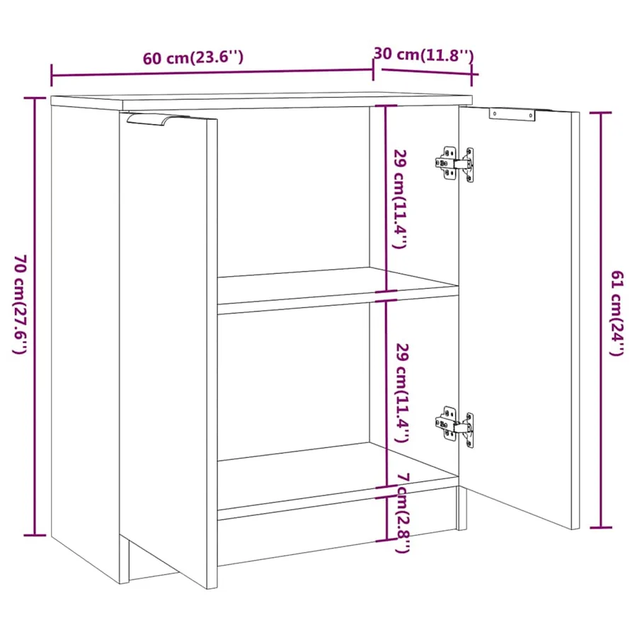 Buffet Sonoma gris 60x30x70 cm Bois d'ingénierie - 7