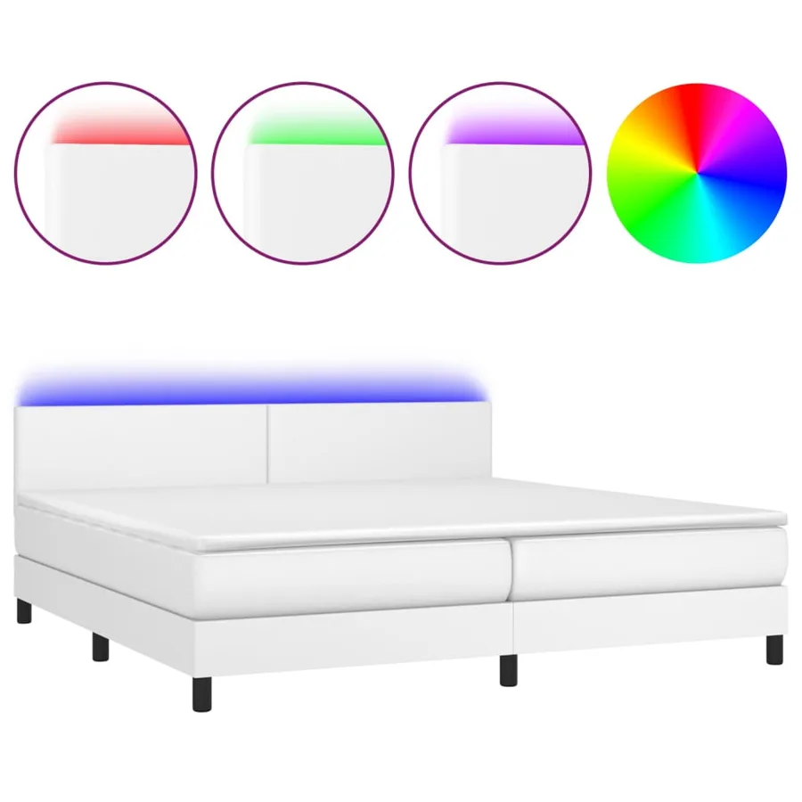 Sommier à lattes de lit avec matelas et LED Blanc 200x200 cm - 2