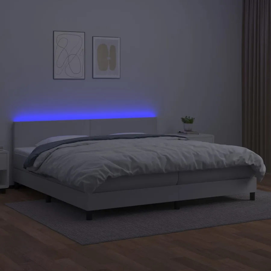 Sommier à lattes de lit avec matelas et LED Blanc 200x200 cm - 4