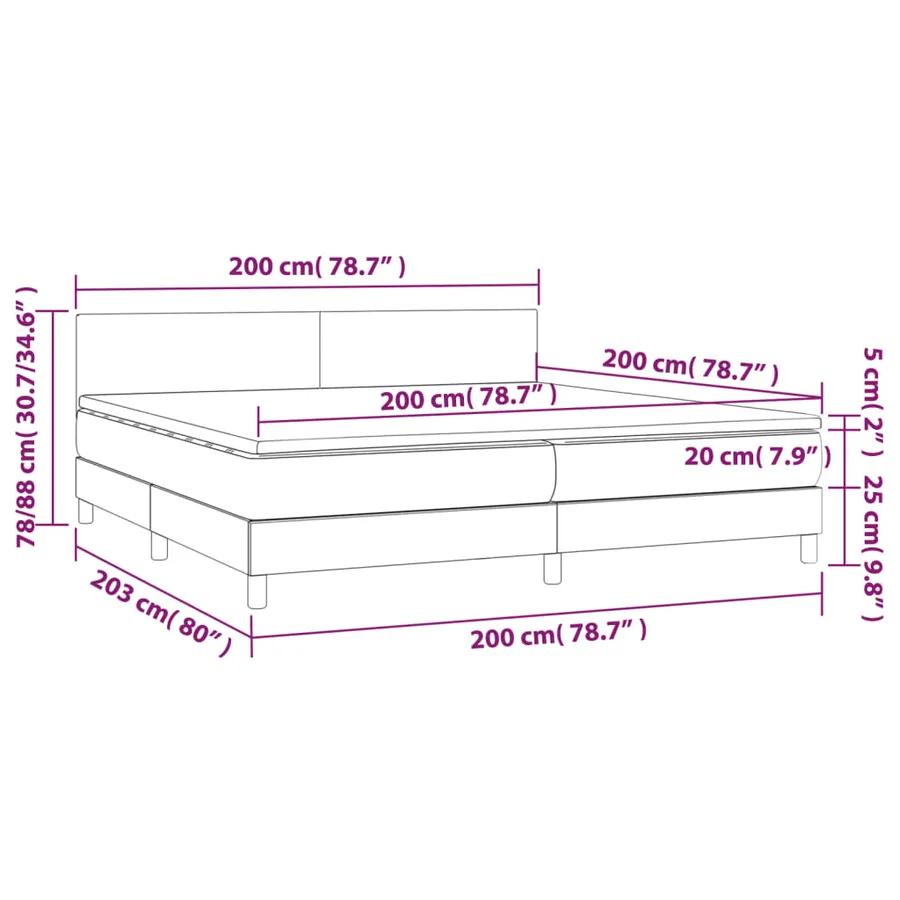 Sommier à lattes de lit avec matelas et LED Blanc 200x200 cm - 8