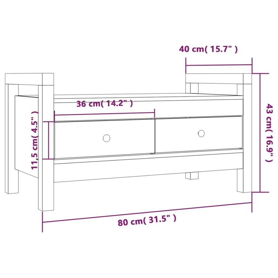 Banc d'entrée 80x40x43 cm Bois de pin massif - 10
