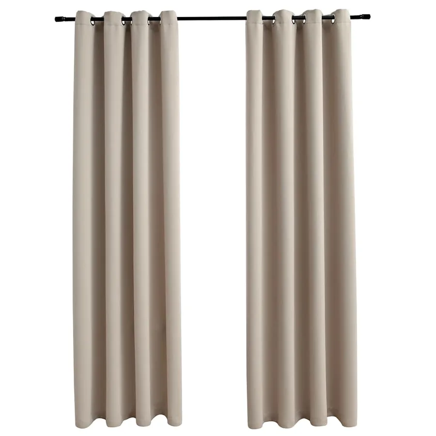 Rideaux occultants avec anneaux en métal 2 pcs Beige 140x225 cm - 2